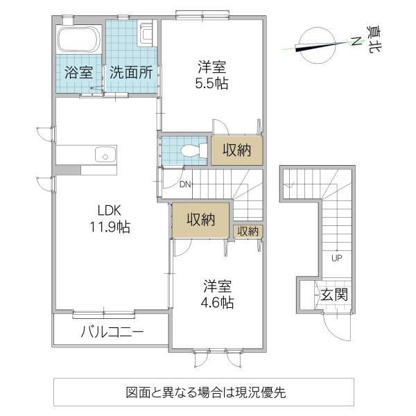 ボナール・ディアコート(2LDK/2階)の間取り写真