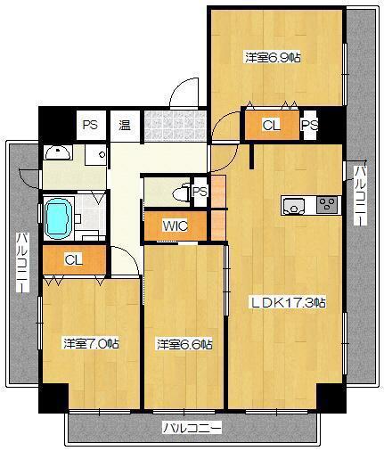 モンテージュ市場通(3LDK/4階)の間取り写真