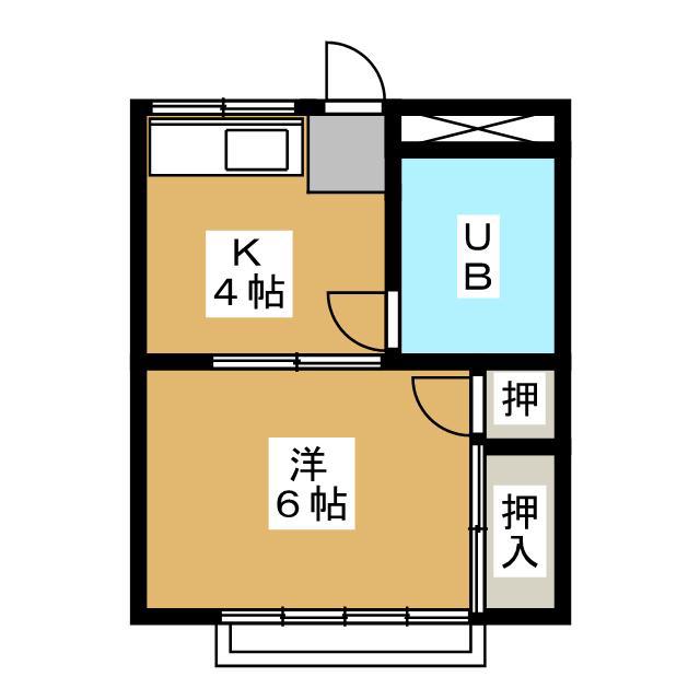 水崎ハイツPARTI(1DK/2階)の間取り写真