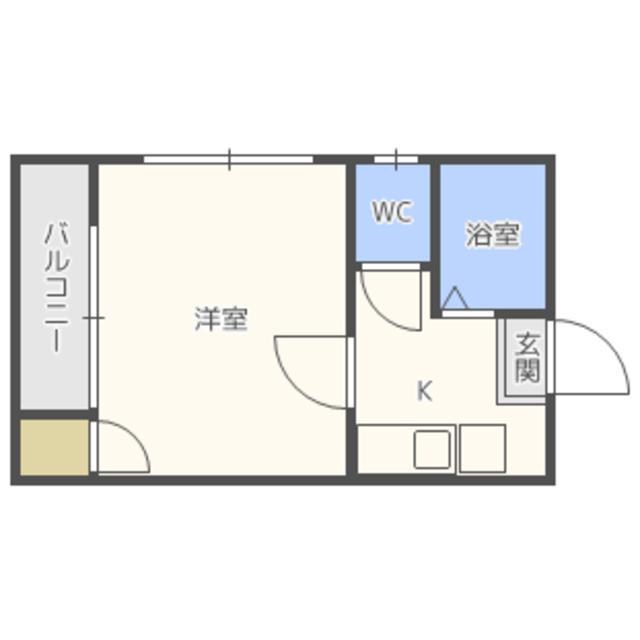 アクアフレスカ六本松(1SK/2階)の間取り写真