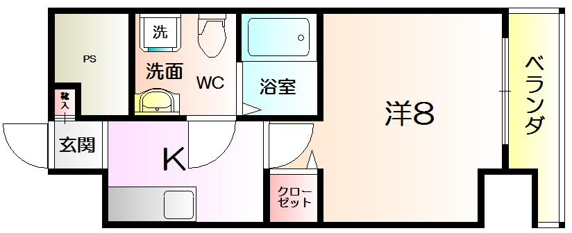 ラシーヌ宿院(1K/12階)の間取り写真