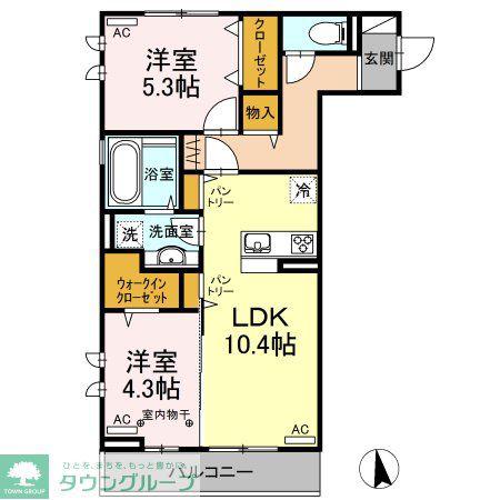 D-ROOM LEMON(2LDK/3階)の間取り写真
