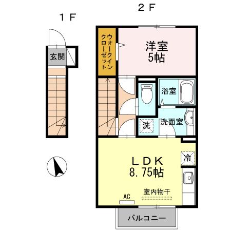 ラ ヴェリータ(1LDK/2階)の間取り写真