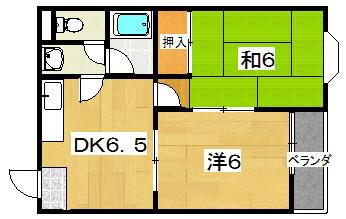 グレイス東香里(2DK/3階)の間取り写真