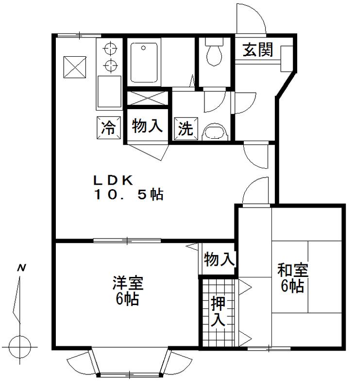 メゾン・ド・ファミーユI(2LDK/1階)の間取り写真