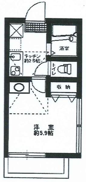 カルペディエム横浜Ⅰ(1K/2階)の間取り写真