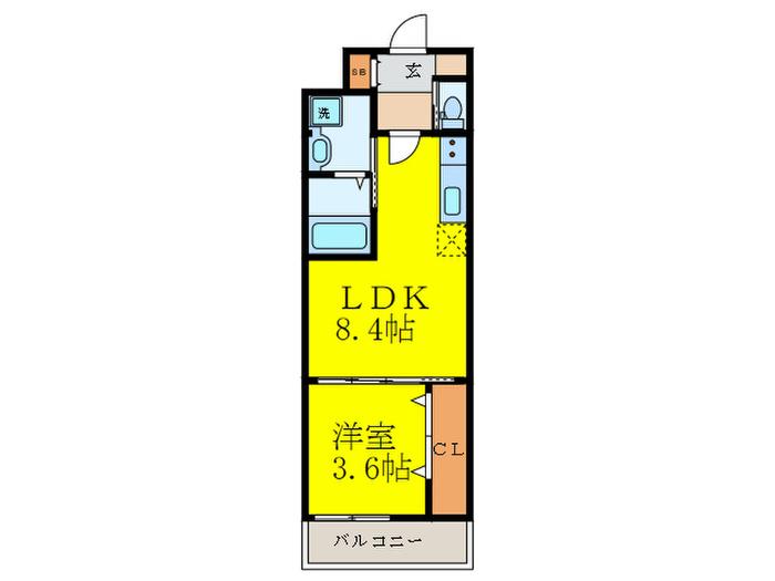クローバー・クレア江坂垂水(1LDK/6階)の間取り写真