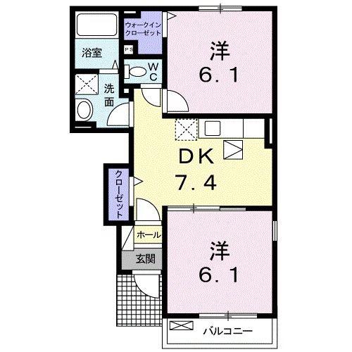 フレスコリーリオ I(2DK/1階)の間取り写真