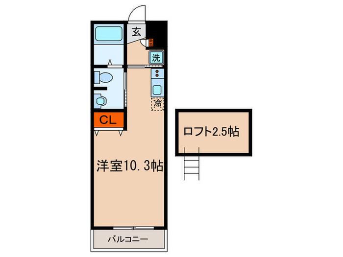 メゾンキクチ(ワンルーム/2階)の間取り写真