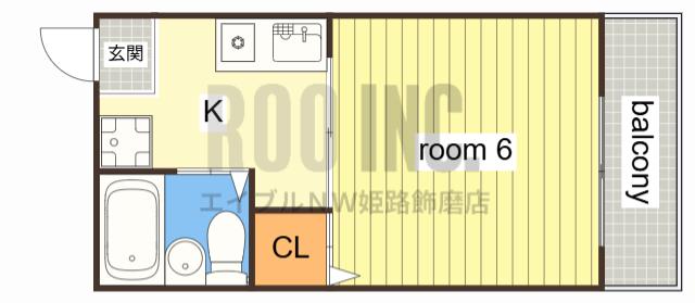 ベルハイム白国(1K/1階)の間取り写真