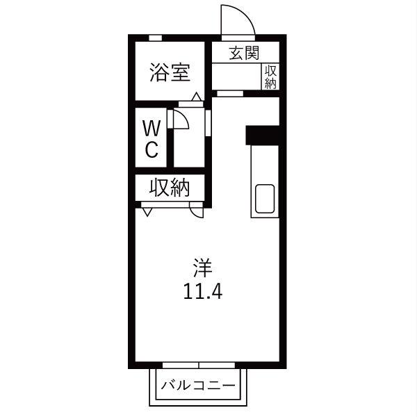 グランディールA(ワンルーム/1階)の間取り写真