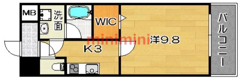 カンナビーノ(1K/6階)の間取り写真