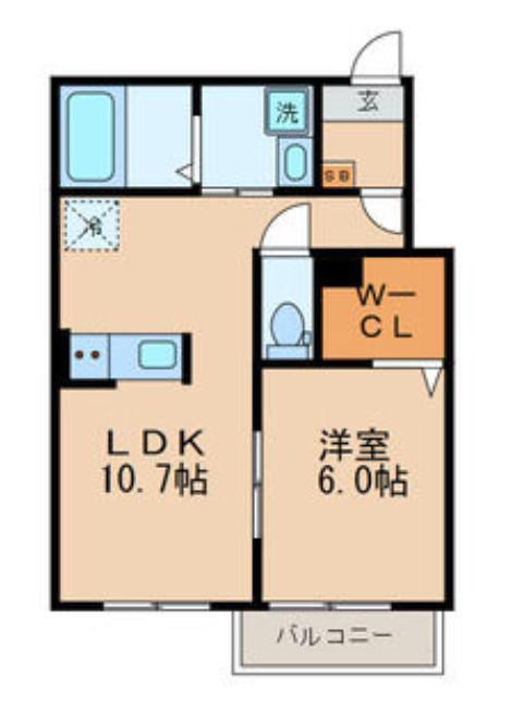 シャンティ芦花(1LDK/2階)の間取り写真