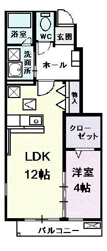 エテルノ カーサ(1LDK/1階)の間取り写真
