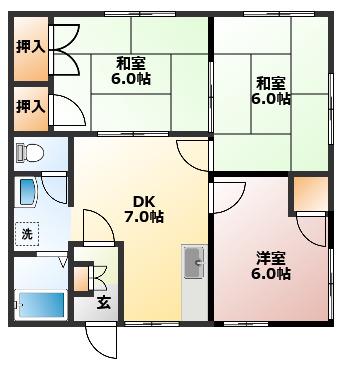 レインボーパース(3DK/2階)の間取り写真
