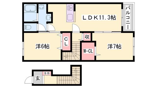 エスペランサ(2LDK/2階)の間取り写真