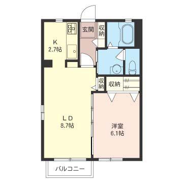 クレストA(1LDK/1階)の間取り写真