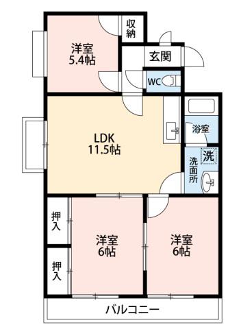 シャンピア(3LDK/2階)の間取り写真
