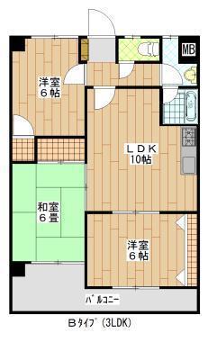 サンシャトー(3LDK/5階)の間取り写真