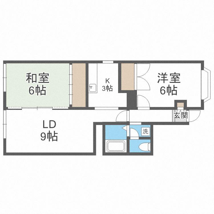 ルミエールE(2LDK/1階)の間取り写真