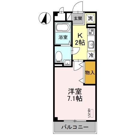 プラシード新越谷(1K/3階)の間取り写真