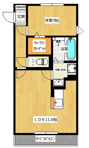 ヒルズ堀割(1LDK/1階)の間取り写真