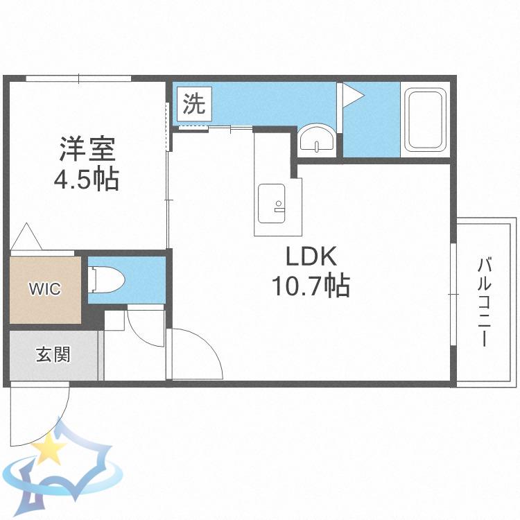 J・RASSURER(1LDK/2階)の間取り写真
