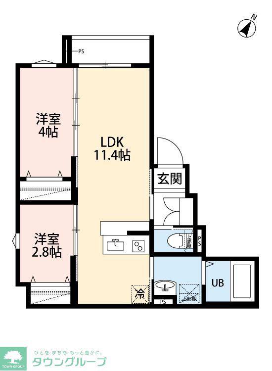 ROBOT HOME 小田急相模原(2LDK/1階)の間取り写真