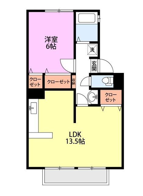 クオリティ加賀AB(1LDK/1階)の間取り写真