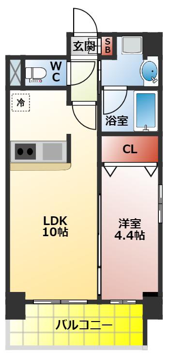 PRESTANCE香里(1LDK/7階)の間取り写真