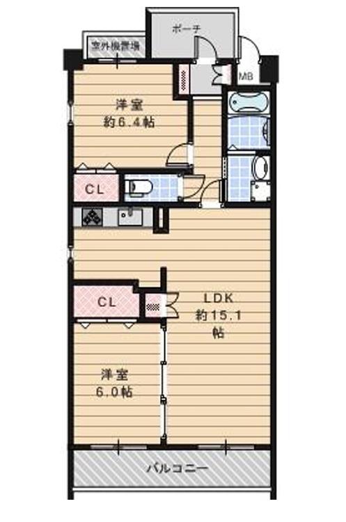 シャルマンフジリッツ谷町II番館(2LDK/11階)の間取り写真