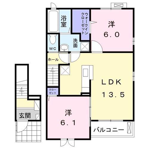サウス・ロベリア(2LDK/2階)の間取り写真