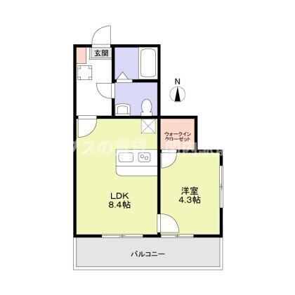 α PARKS HILLS(1LDK/2階)の間取り写真