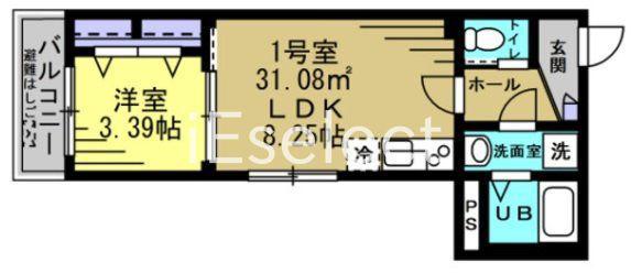 クアトロ本千葉(1LDK/2階)の間取り写真