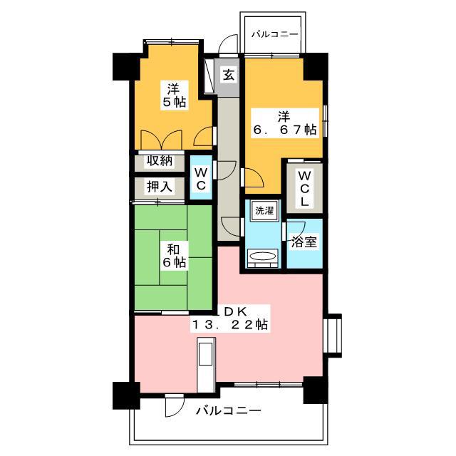 サーパス江尻(3LDK/2階)の間取り写真