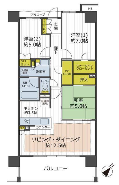 プレミスト稲毛海岸(3LDK/6階)の間取り写真
