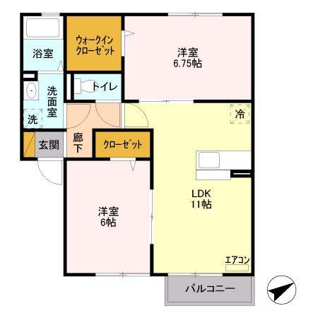 アンクレージュ(2LDK/2階)の間取り写真