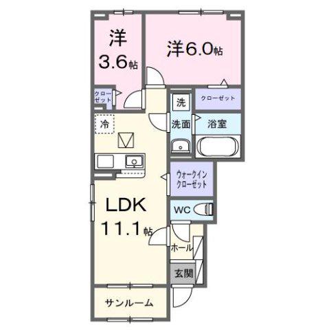 ニコ ライフ(2LDK/1階)の間取り写真