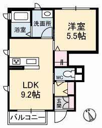 シルフィード山波A棟(1LDK/1階)の間取り写真