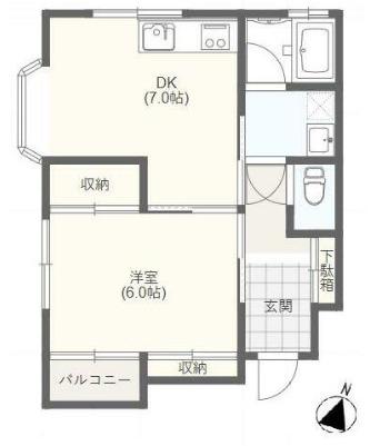河津ハイツ(1DK/1階)の間取り写真