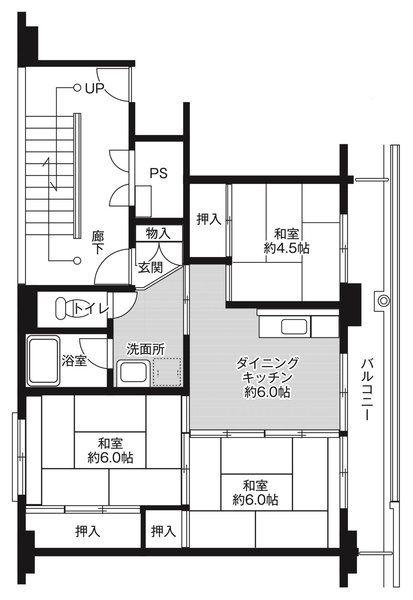 ビレッジハウス上尾向原4号棟(3DK/5階)の間取り写真