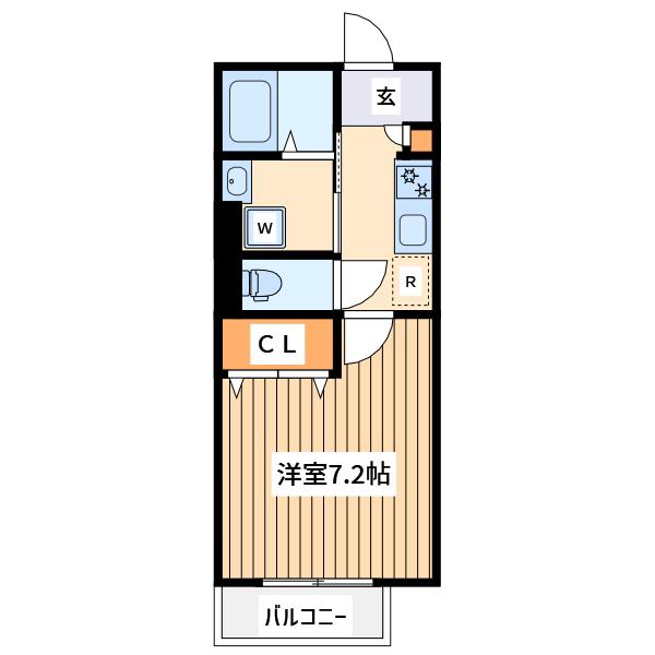 アムール高尾(1K/1階)の間取り写真