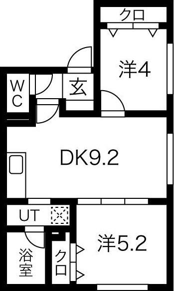 ミラネーゼ大通東 南館(2LDK/2階)の間取り写真