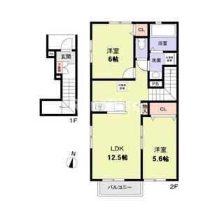 LA・FERIO II(2LDK/2階)の間取り写真