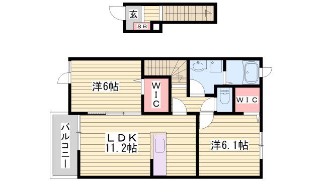 サンクスS(2LDK/2階)の間取り写真
