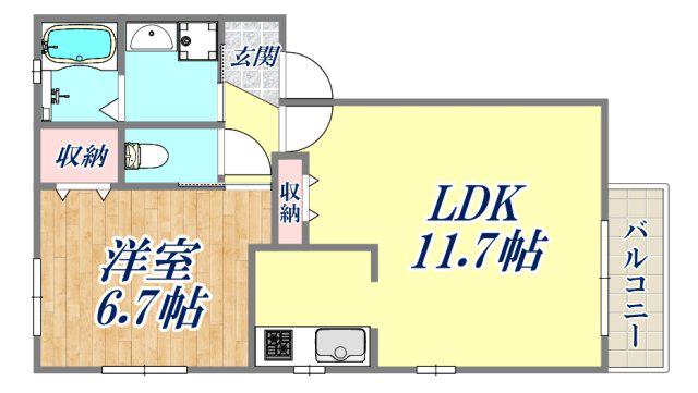 コナハイツ悠(1LDK/2階)の間取り写真