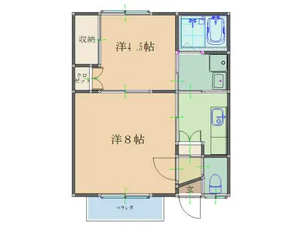 スカイピュア(2K/1階)の間取り写真