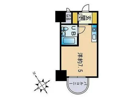 チサンマンション第2天神(ワンルーム/11階)の間取り写真