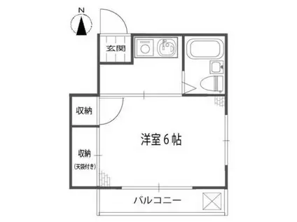 ヒュッテ水上(1K/2階)の間取り写真