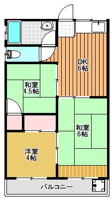 ララハイム田上(3DK/1階)の間取り写真